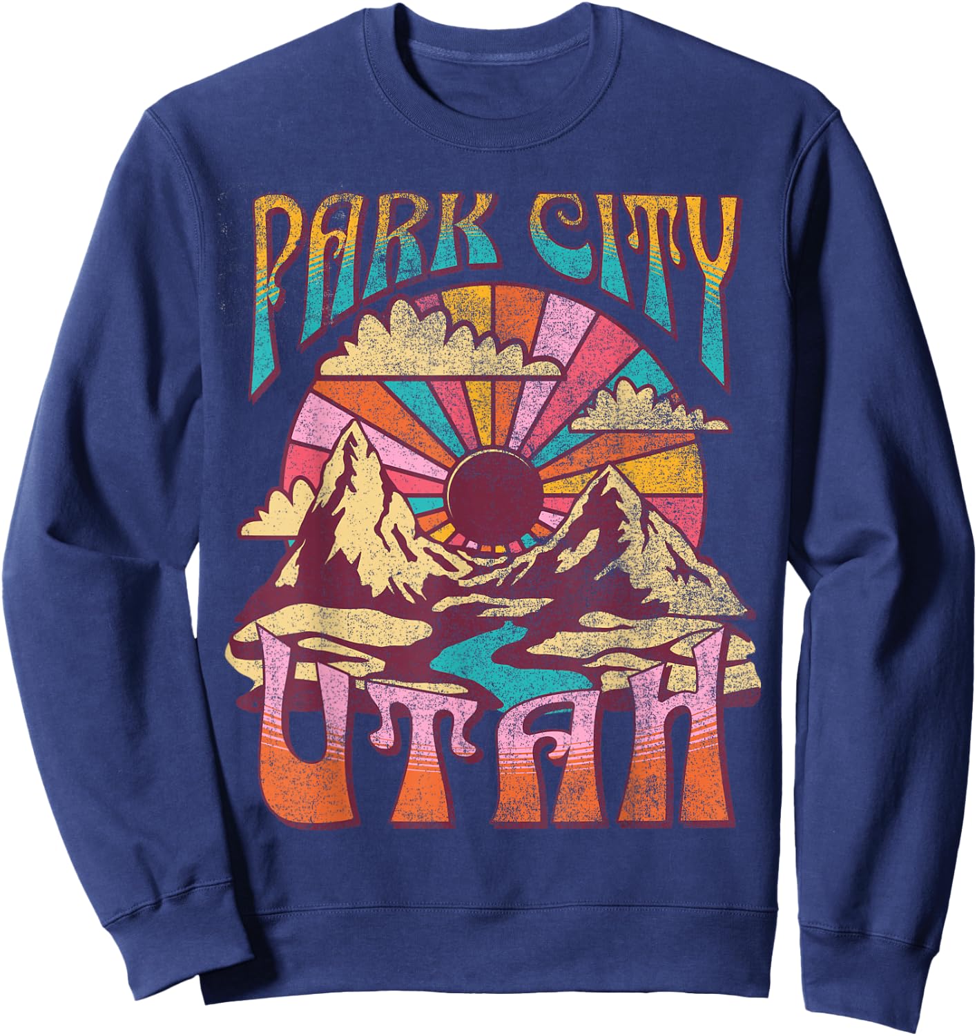 Park City Utah Nature Hiking Mountains Outdoors Vintage Sweatshirt - Sweatshirt | Navy