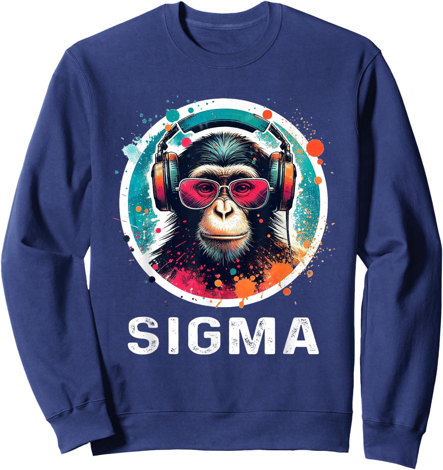 Sigma Meme Shirts Ironic Meme Shirt Funny Sigma Shirt Monkey Sweatshirt - Sweatshirt | Navy