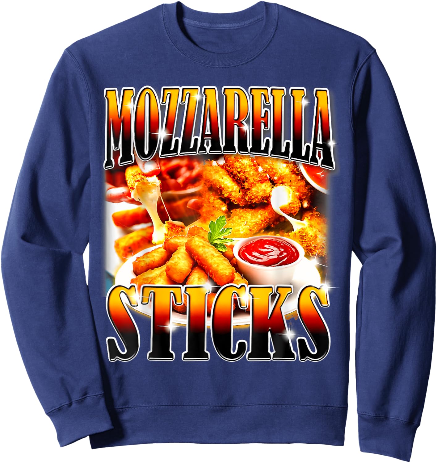 Bootleg Rap Funny Chicken Tenders Vintage 90s Heavy Metal Sweatshirt - Sweatshirt | Navy