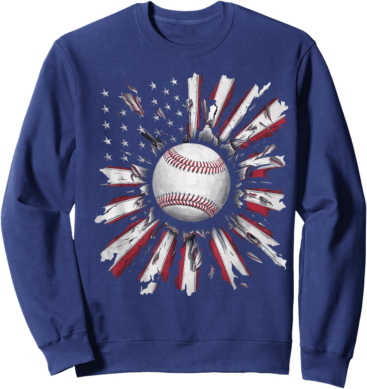 American Flag Baseball Player Bat Fan Catcher Pitcher USA Sweatshirt - Sweatshirt | Navy