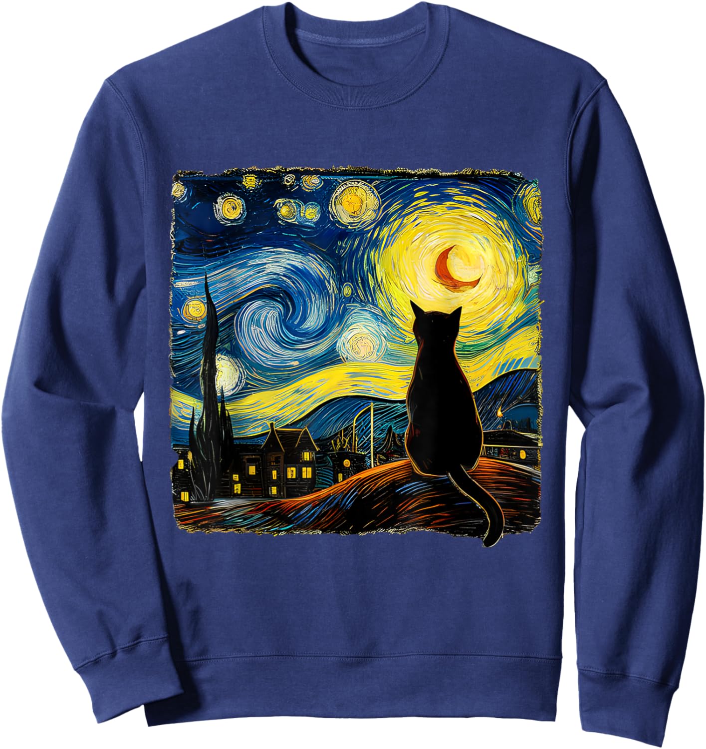 Cat Starry Night Cat For Cat Lover Cat Dad Sweatshirt - Sweatshirt | Navy