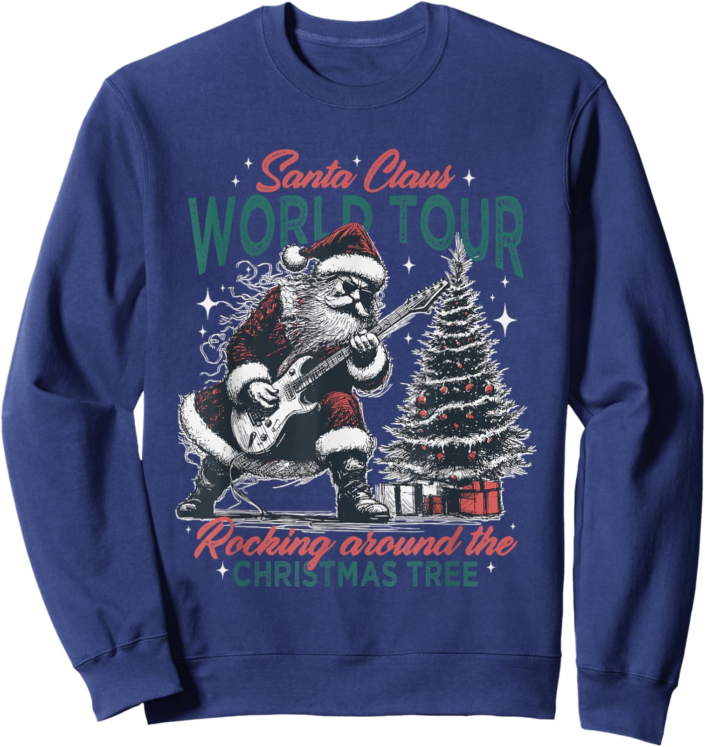 Santa Claus World Tour Rocking Around The Christmas Tree Sweatshirt - Sweatshirt | Navy