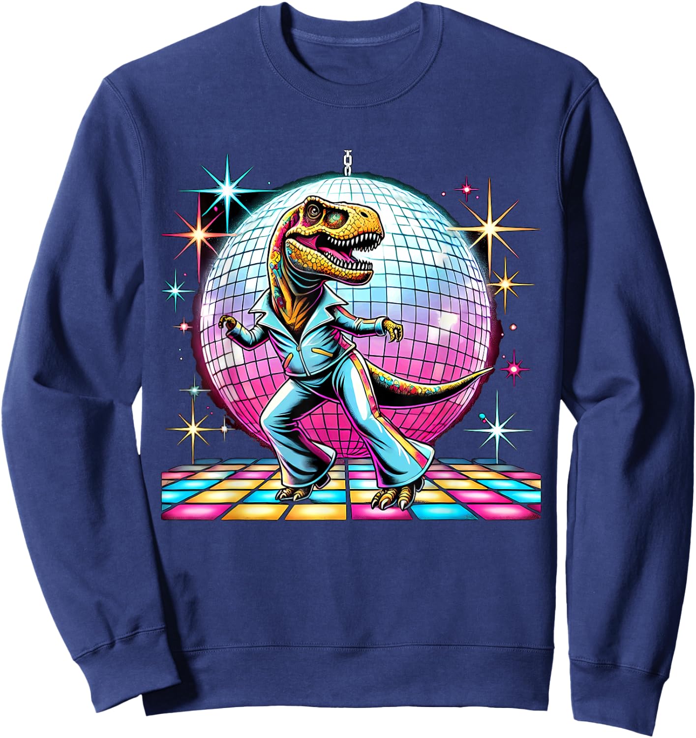 Aesthetic T-Rex Disco Sweatshirt - Sweatshirt | Navy