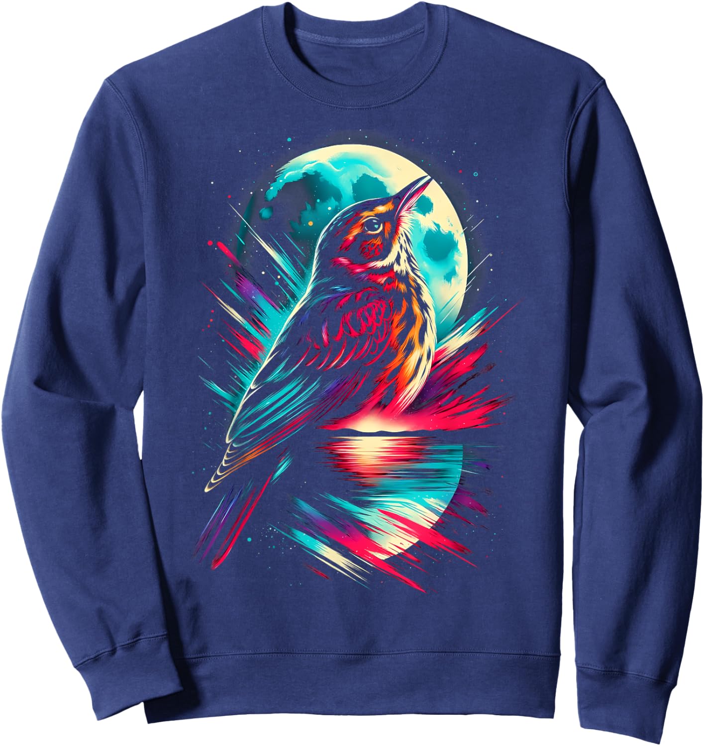 Colorful Lark Bird Spirit Animal Cool Illustration Sweatshirt - Sweatshirt | Navy