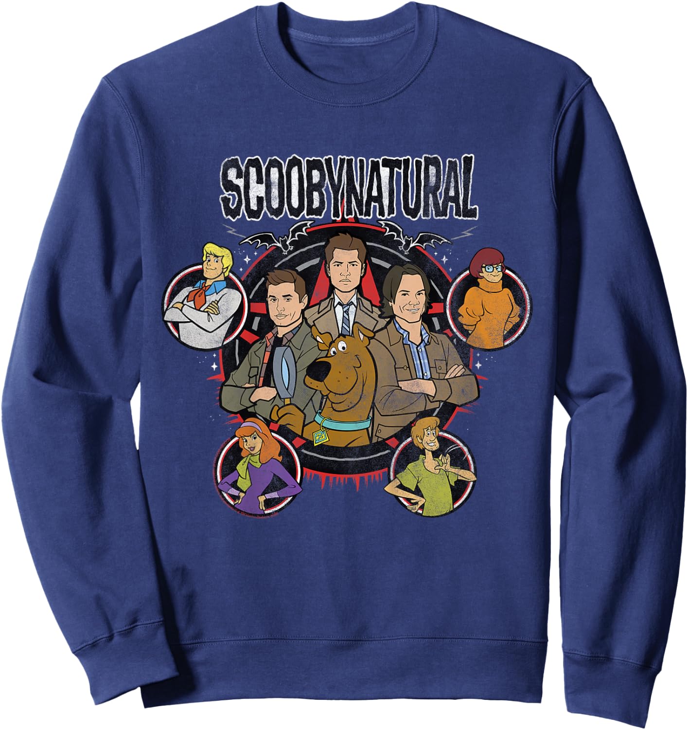 Kids Scooby-Doo Scoobynatural Mash Up Group Shot Poster Sweatshirt - Sweatshirt | Navy