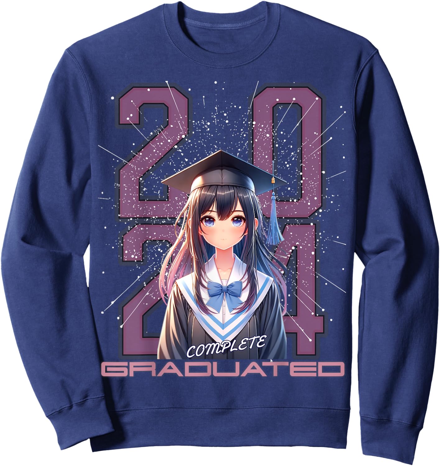Graduation shirts 2024 anime lover high school college Sweatshirt - Sweatshirt | Navy