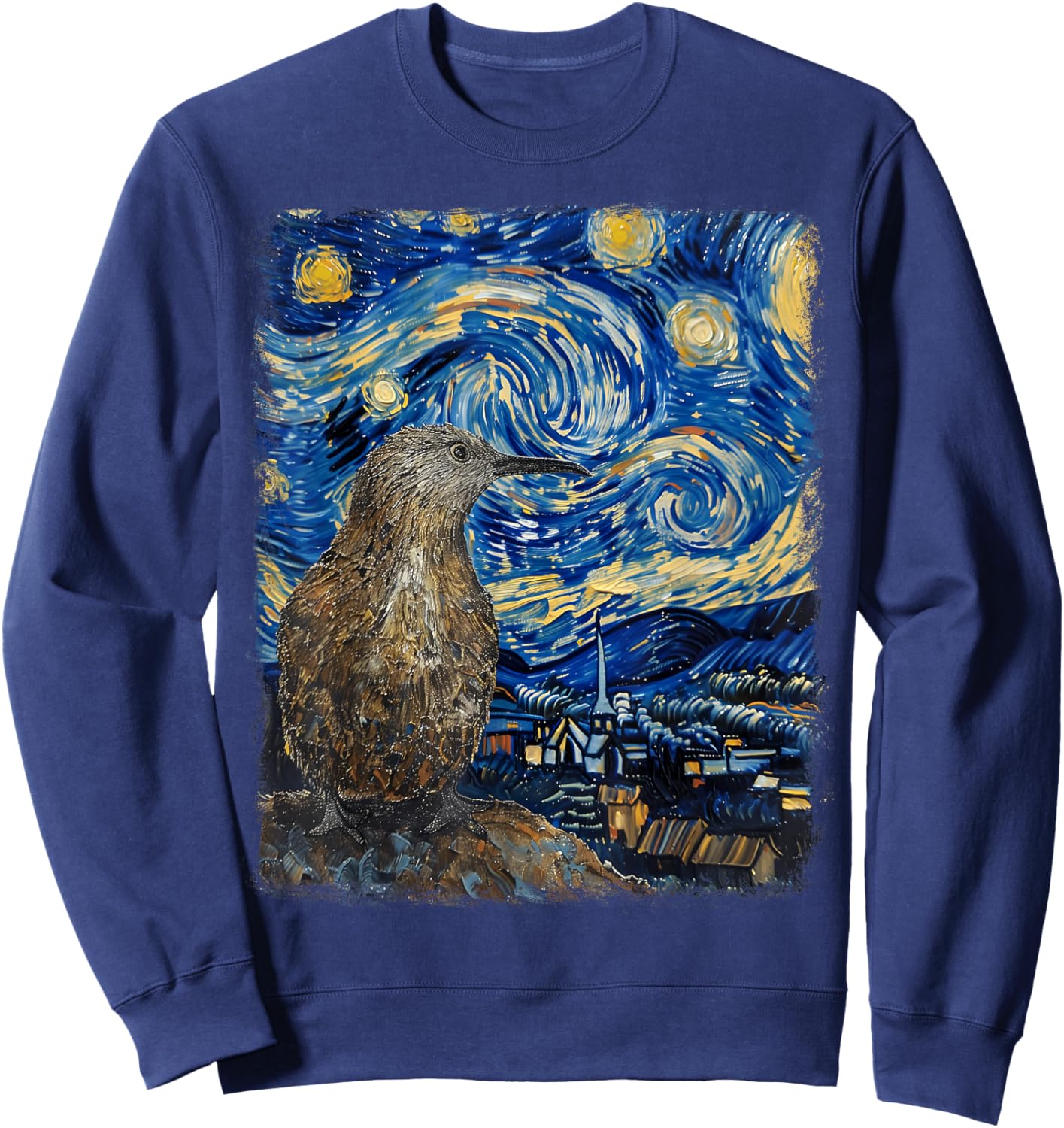 Kiwi Bird New Zealand Starry Night Painting Sweatshirt - Sweatshirt | Navy