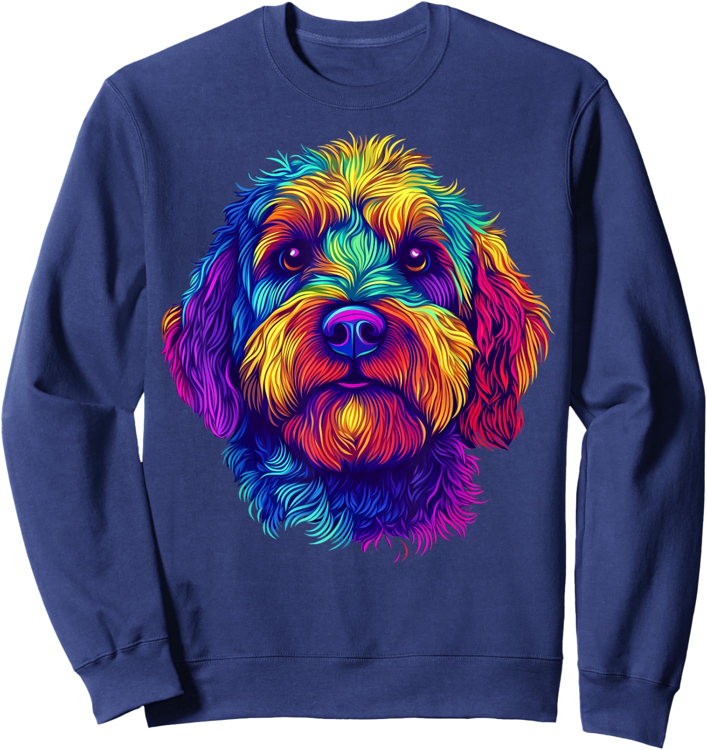 Colorful Aussiedoodle Dog Lover Cute Puppy Men Women Black Sweatshirt - Sweatshirt | Navy