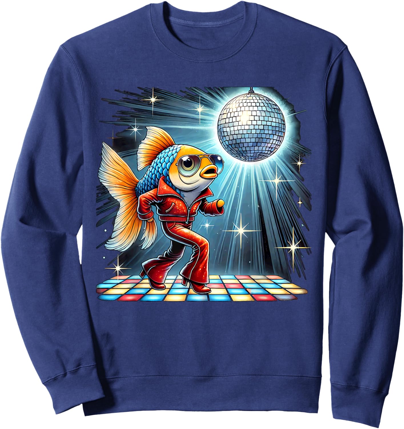Aesthetic Fish Disco Sweatshirt - Sweatshirt | Navy