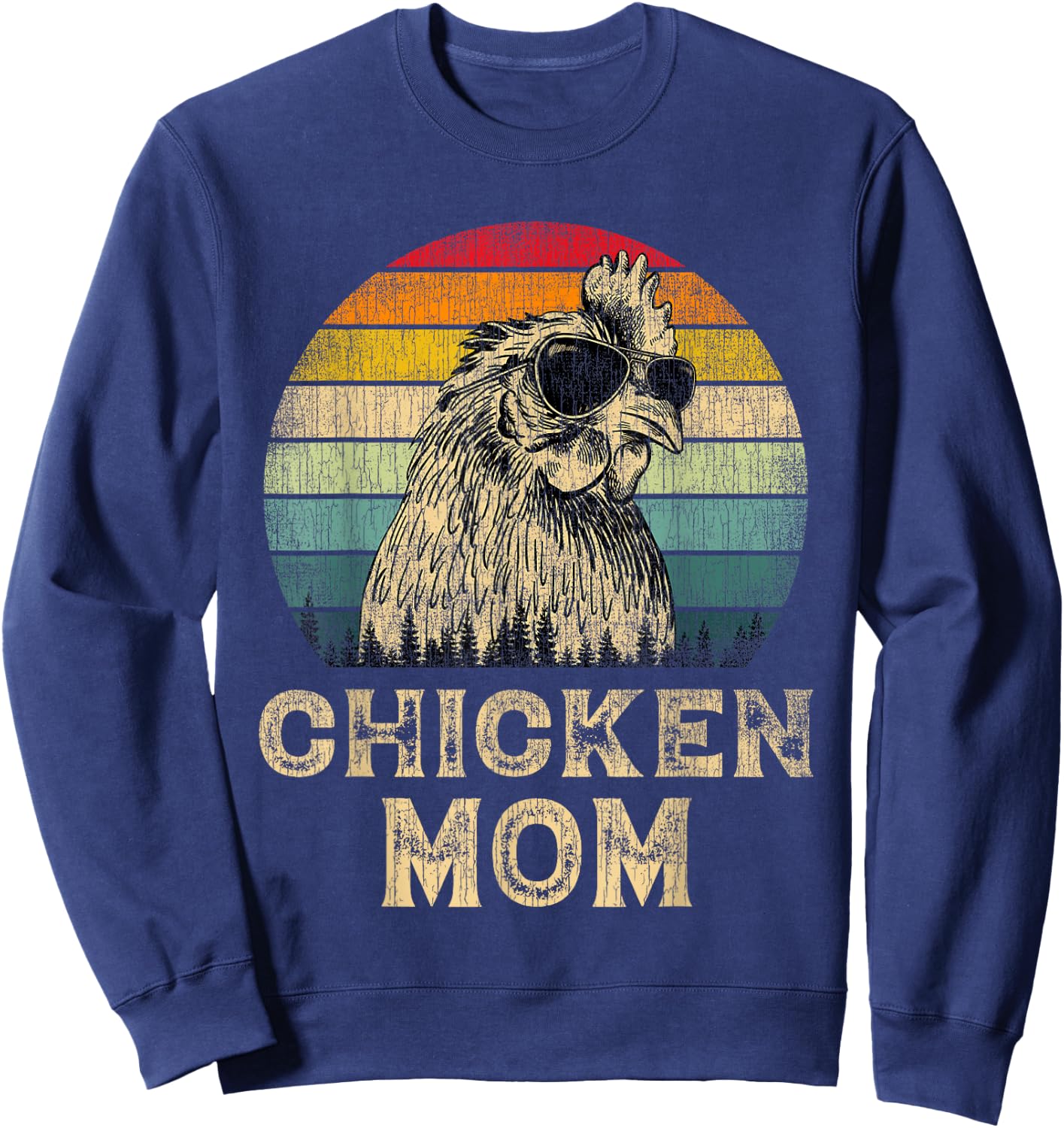 Vintage Chicken Mom Chicken Lovers Mommy Mother's Day Sweatshirt - Sweatshirt | Navy