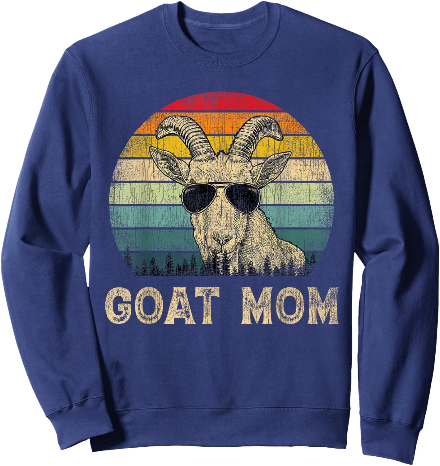 Vintage Goat Mom Goat Lovers Mommy Mother's Day Sweatshirt - Sweatshirt | Navy