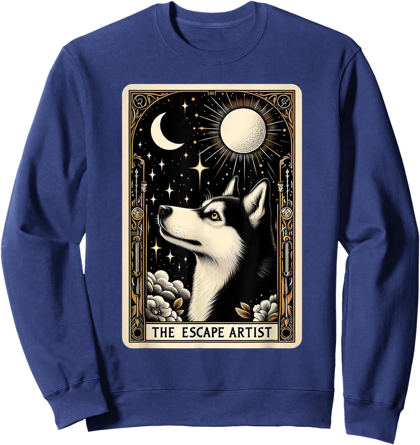 Funny Siberian Husky Tarot Card Husky Lover Men Women Sweatshirt - Sweatshirt | Navy