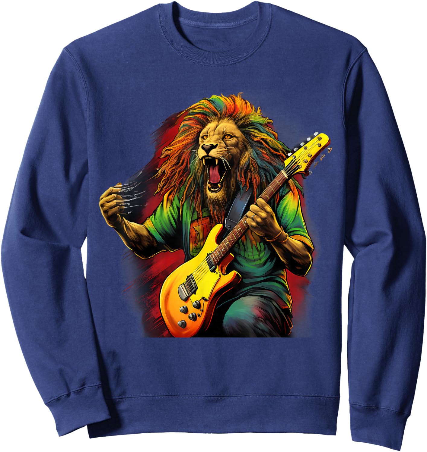 Rasta Reggae Lion Jamaican Roots Lion of Judah Reggae Music Sweatshirt - Sweatshirt | Navy