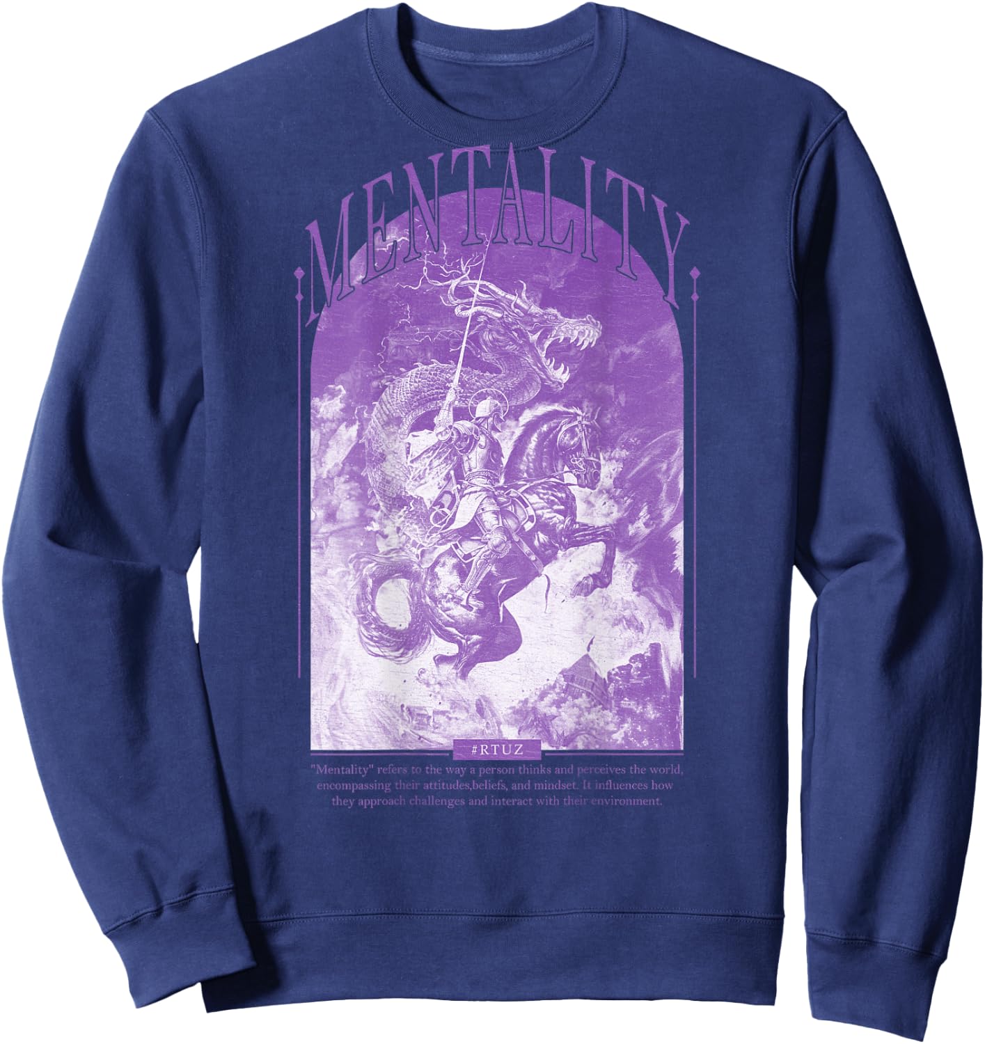 Hip Hop Vintage Hipster Edgy Urban Y2K Back Print Streetwear Sweatshirt - Sweatshirt | Navy