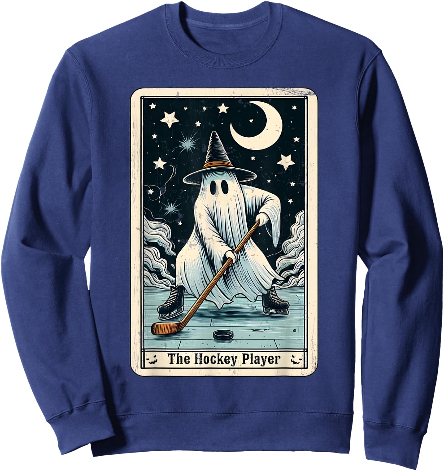 Hockey Ghost Tarot Card Halloween Ice Hockey Costume Sweatshirt - Sweatshirt | Navy
