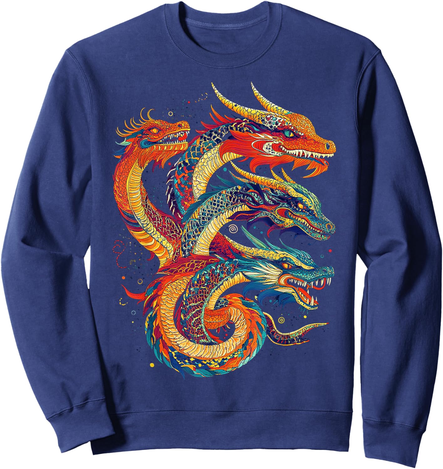 Hydra Dragon Graphic Mythical Art Hydra Dragon Sweatshirt - Sweatshirt | Navy