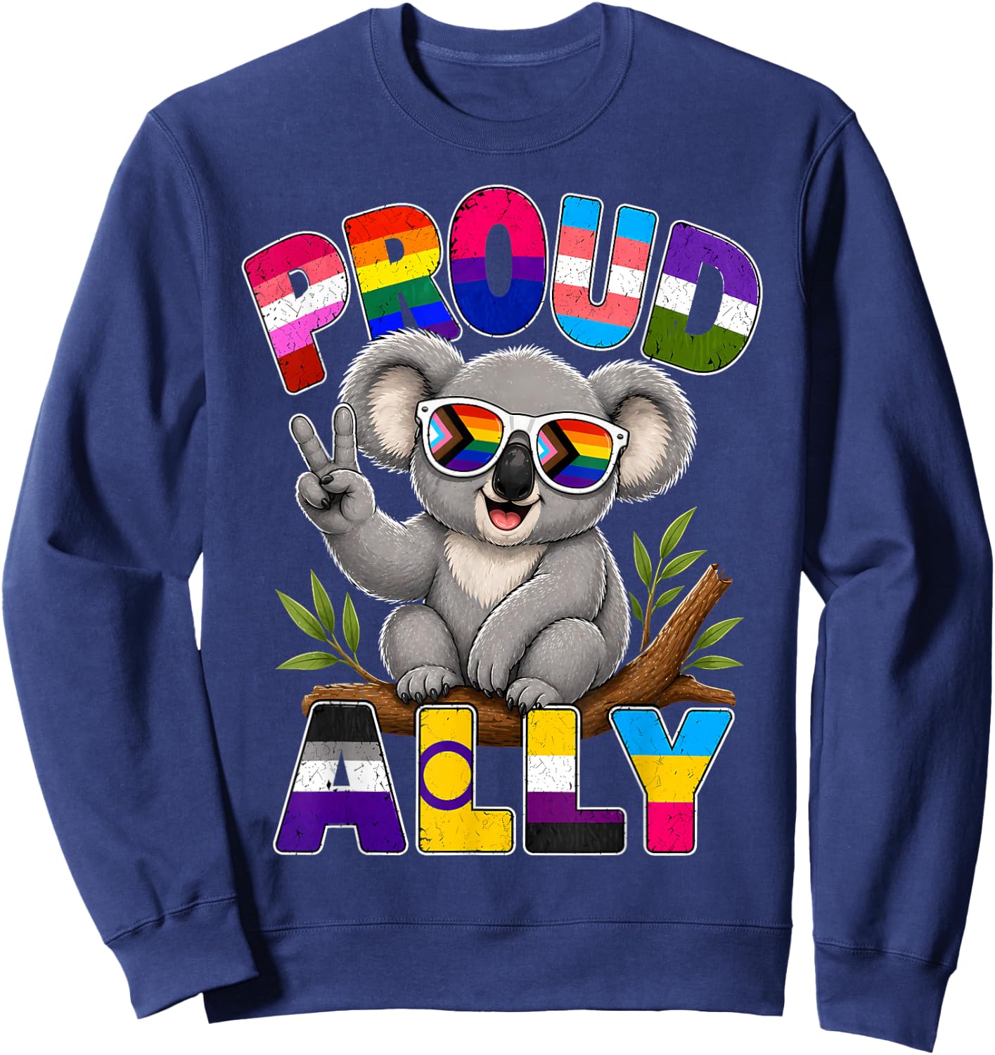 Proud Ally Koala LGBTQ Pride Month Sweatshirt - Sweatshirt | Navy