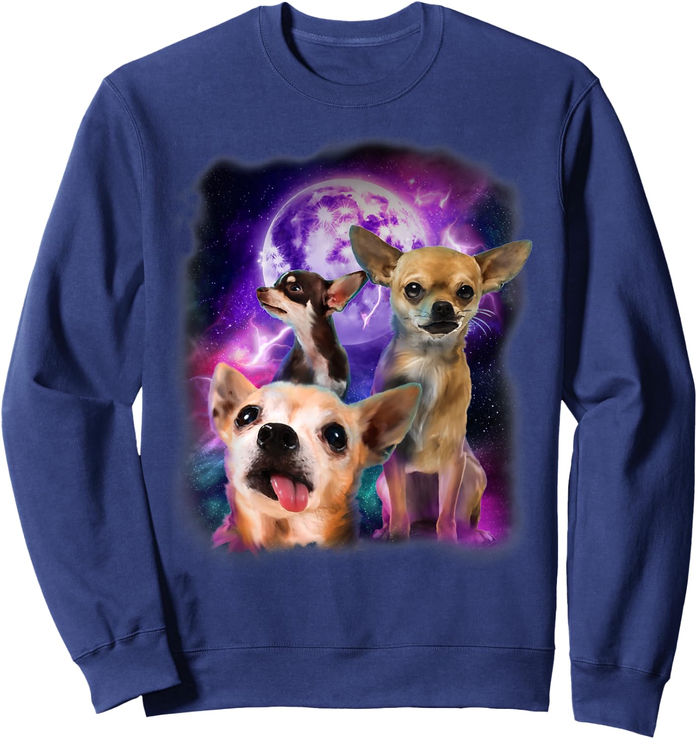 Howling at the Moon Shirt - Chihuahua Shirt - Chihuahua Sweatshirt - Sweatshirt | Navy