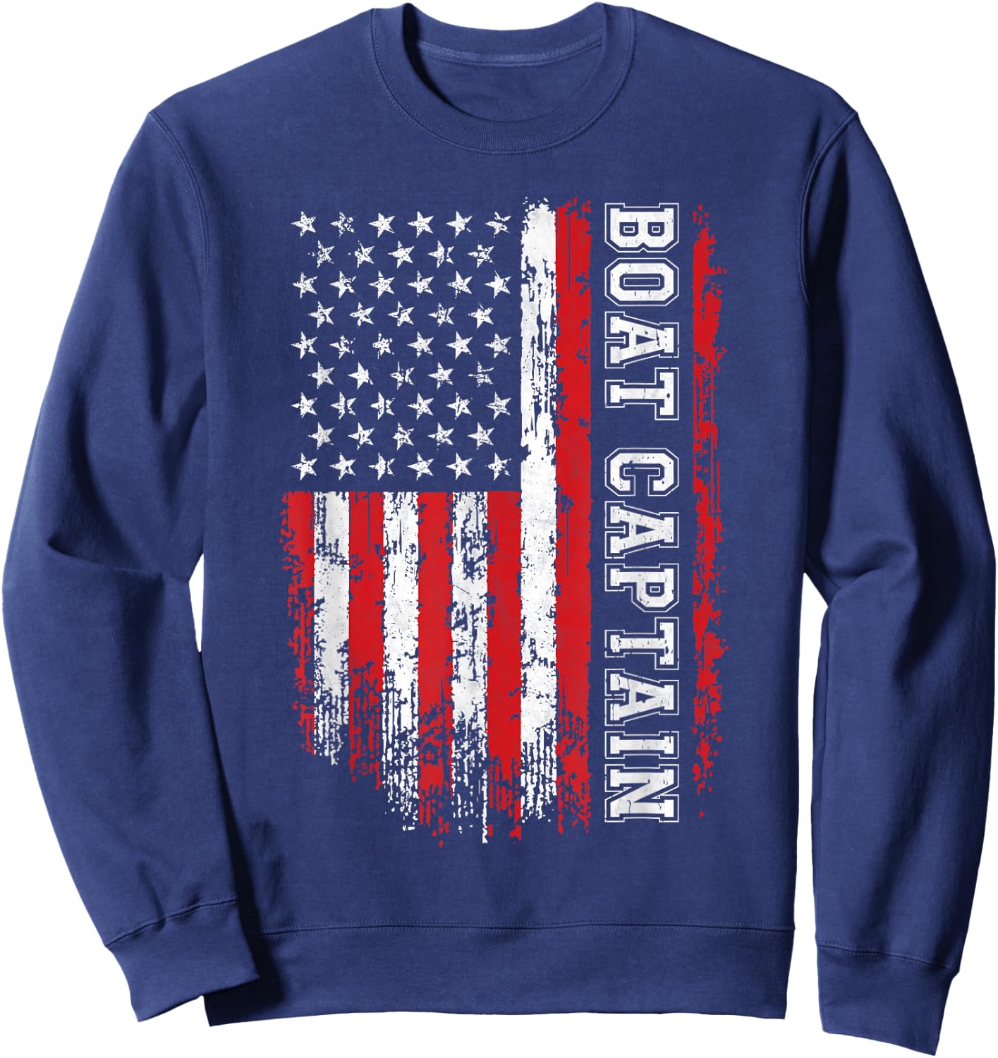 Boat Captain American Flag Boating Sweatshirt - Sweatshirt | Navy