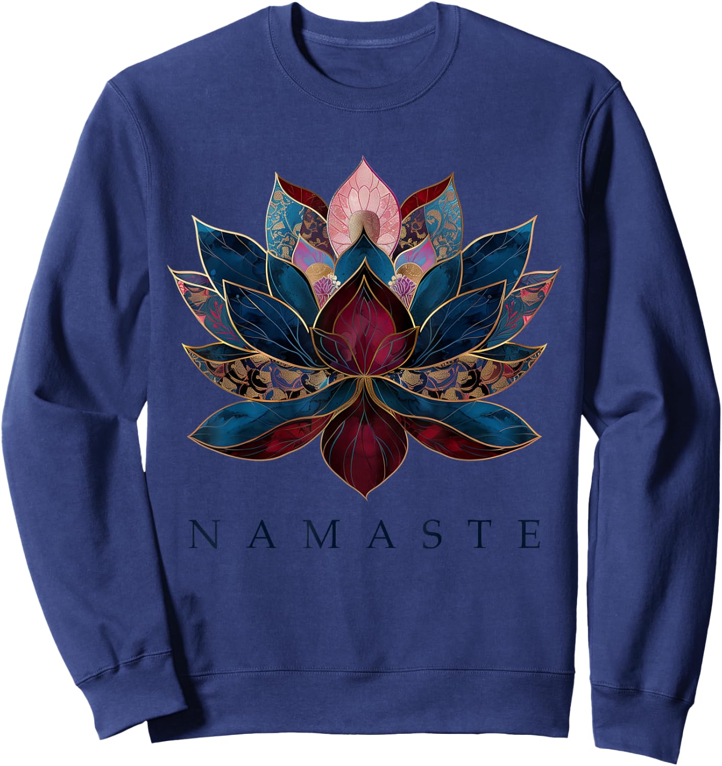 Namaste Lotus Flower Zen Buddhism Yogi Buddhist Buddha Yoga Sweatshirt - Sweatshirt | Navy