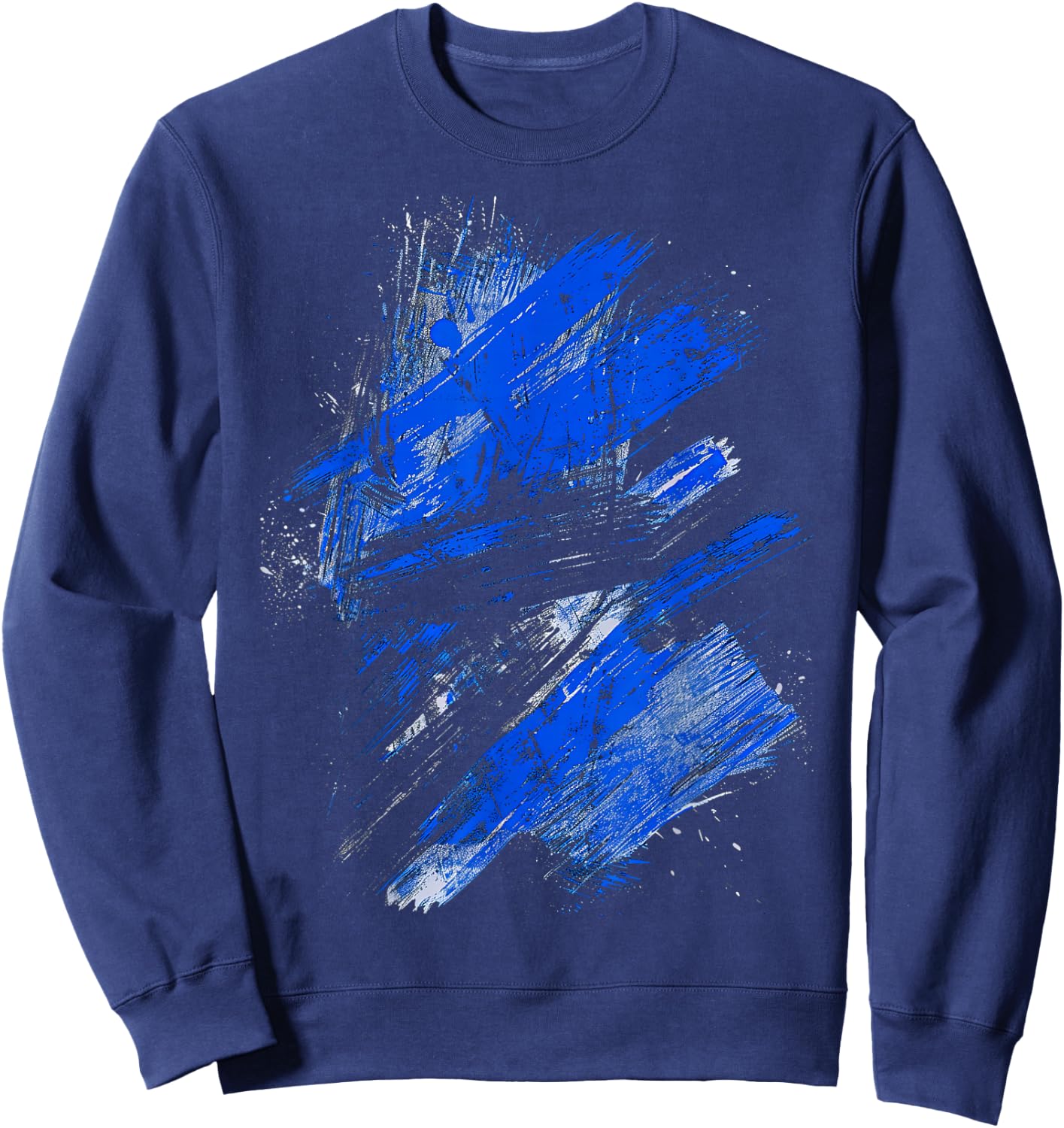 Blue And Black Artistic Splash Graphic Sweatshirt - Sweatshirt | Navy