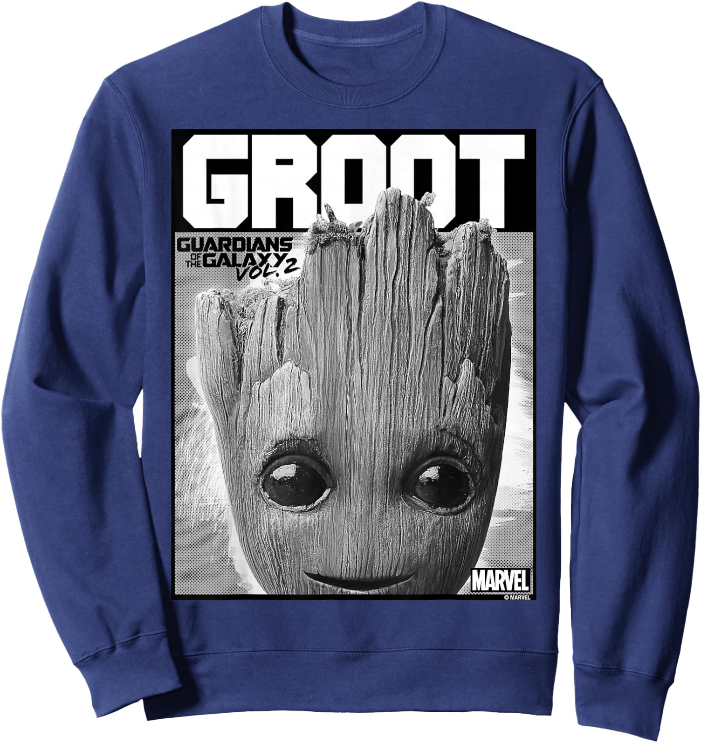 Marvel Guardians of The Galaxy Vol 2 Big Face Groot Poster Sweatshirt - Sweatshirt | Navy