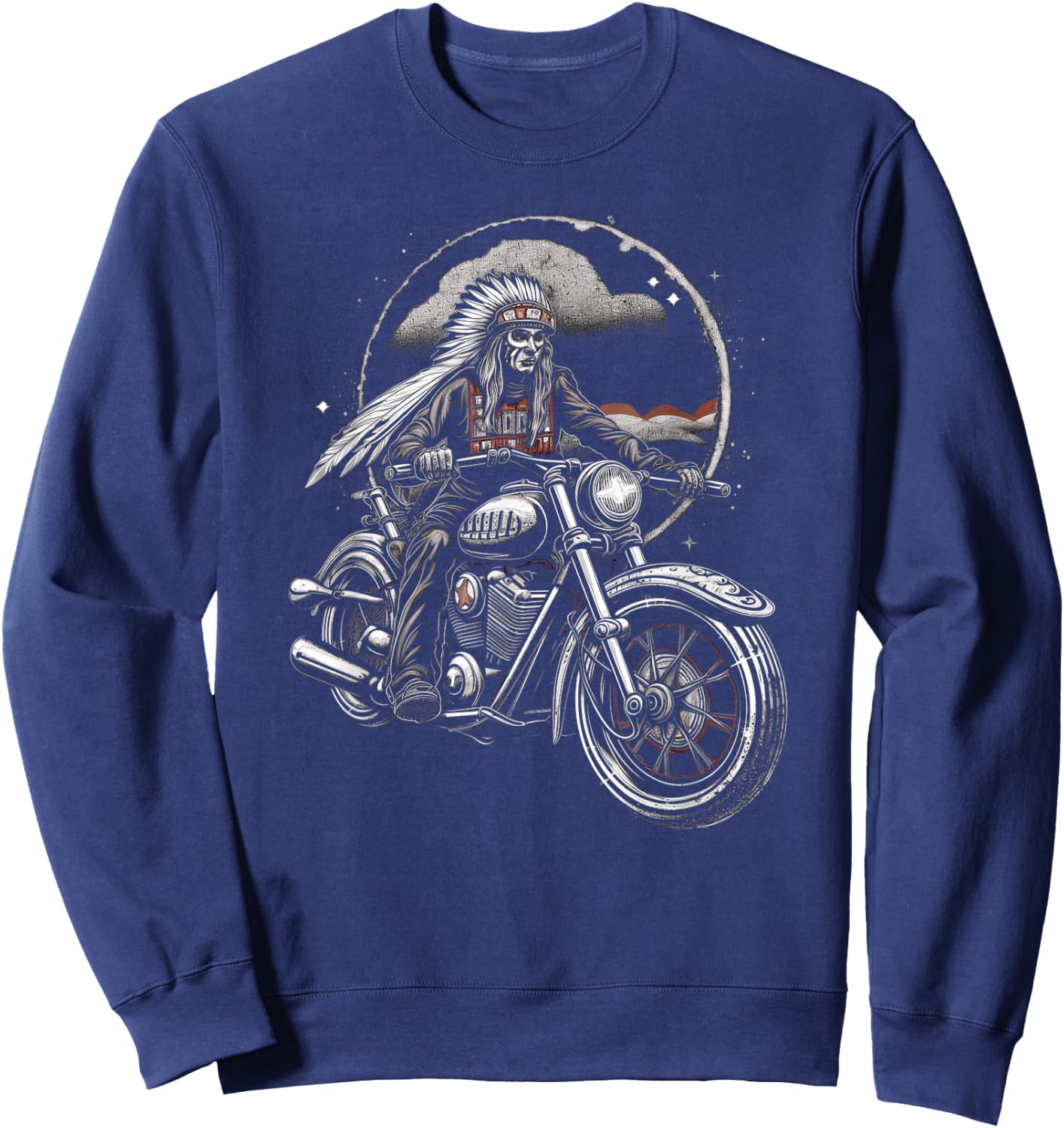 Native American bikes Motorcycle Indian Bikers old classic Sweatshirt - Sweatshirt | Navy