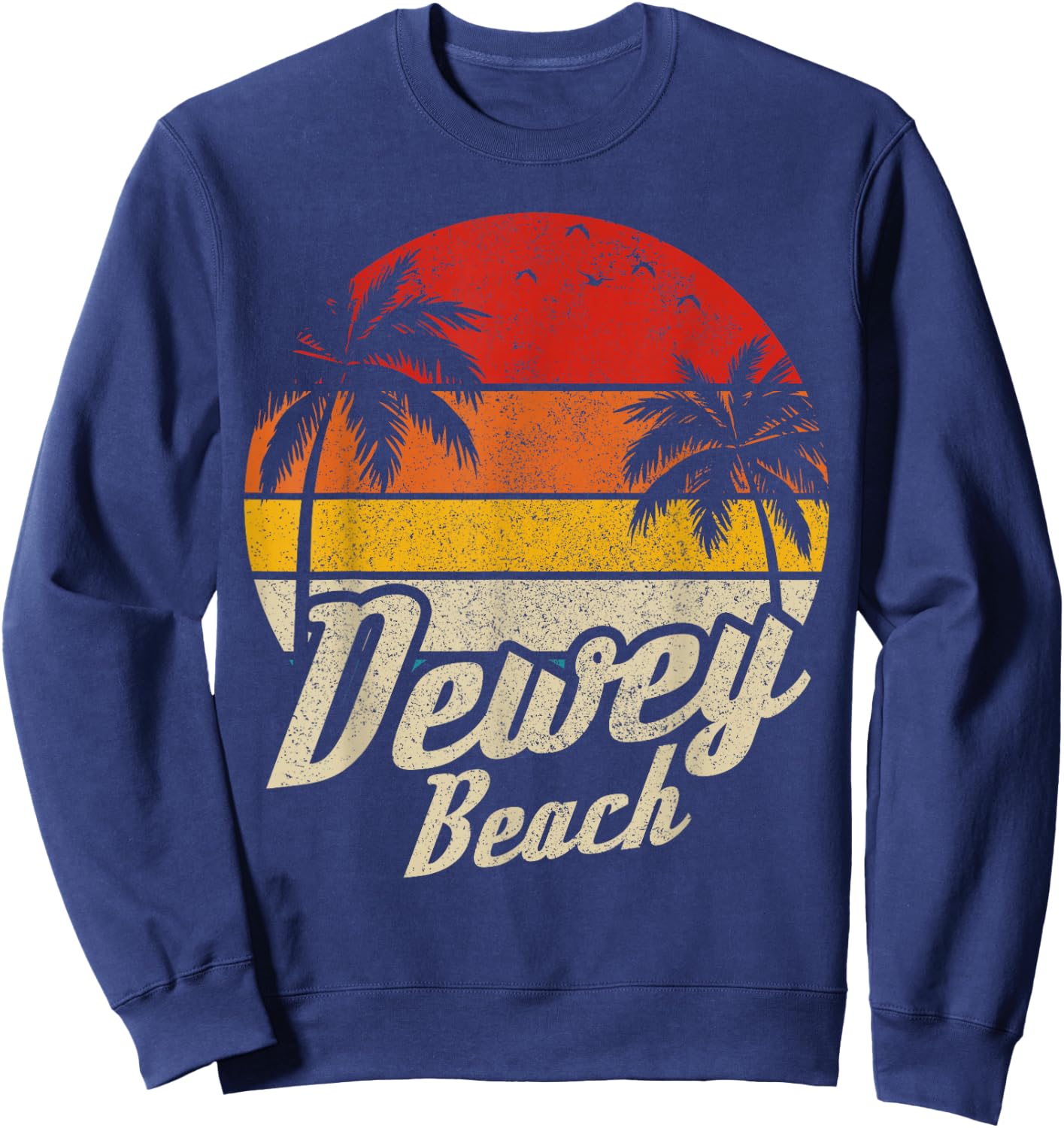 Dewey Beach Delaware Vintage Surfer Surf Retro Vacation Sweatshirt - Sweatshirt | Navy