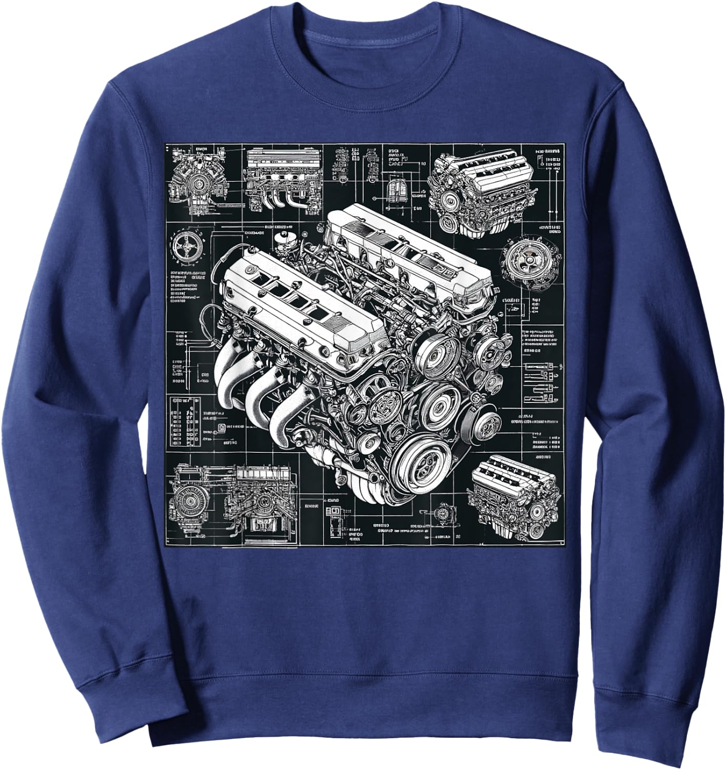 High Performance GTE Engine Blueprint For Car Mechanics Sweatshirt - Sweatshirt | Navy