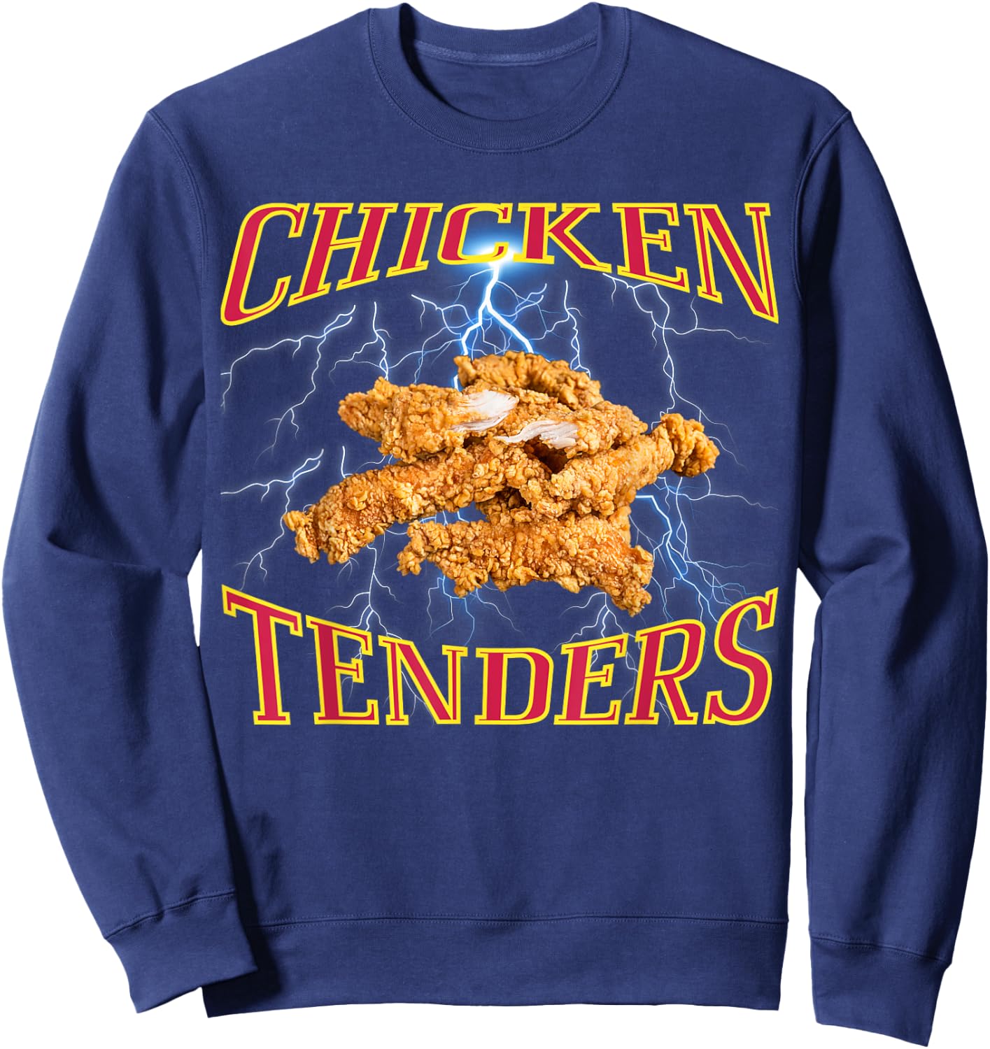 Chicken Tenders Funny Heavy Metal, Rap Bootleg Style Retro Sweatshirt - Sweatshirt | Navy