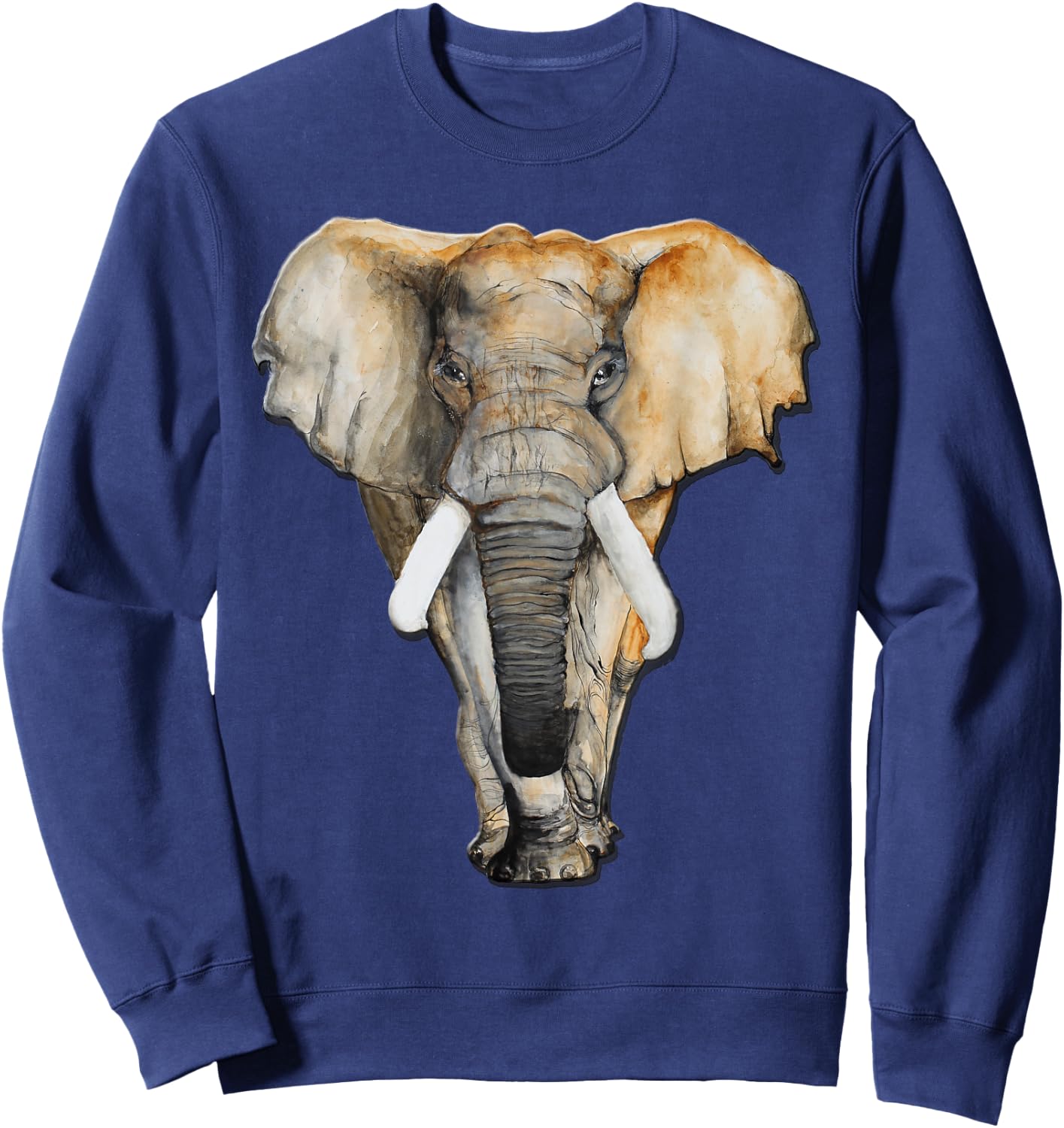 African Elephant Safari Watercolor Illustration Sweatshirt - Sweatshirt | Navy