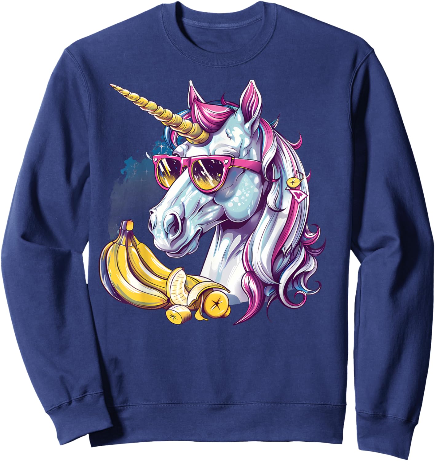 Banana Unicorn Portrait Artwork Banana Lover Bananas Fruit Sweatshirt - Sweatshirt | Navy