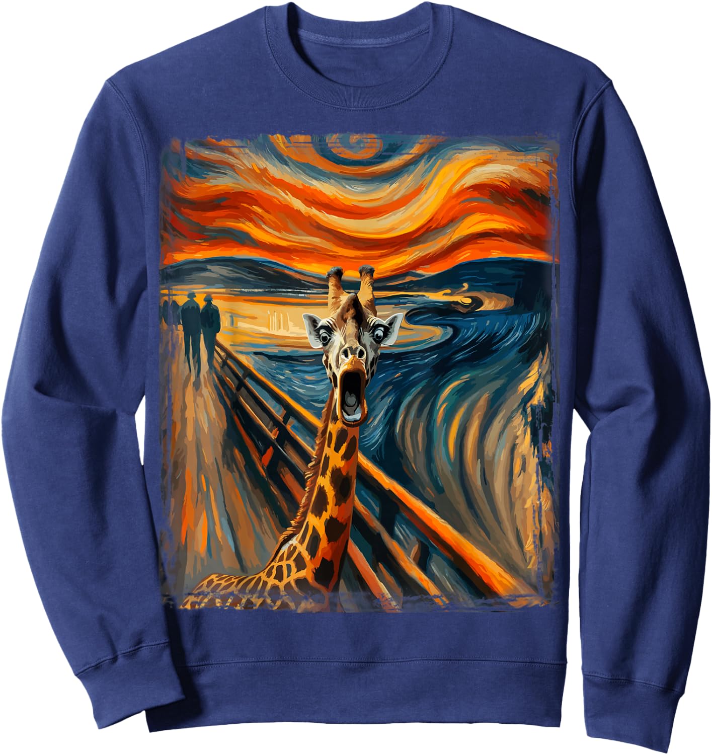 Artist Scream Parody Funny Animal Painting Art Humor Giraffe Sweatshirt - Sweatshirt | Navy