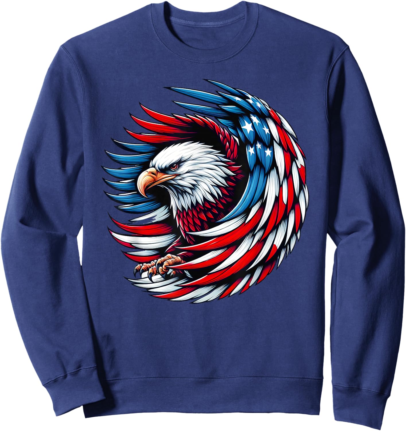 American Bald Eagle USA Flag 4th of July Patriotic Eagle Kids Men Sweatshirt - Sweatshirt | Navy