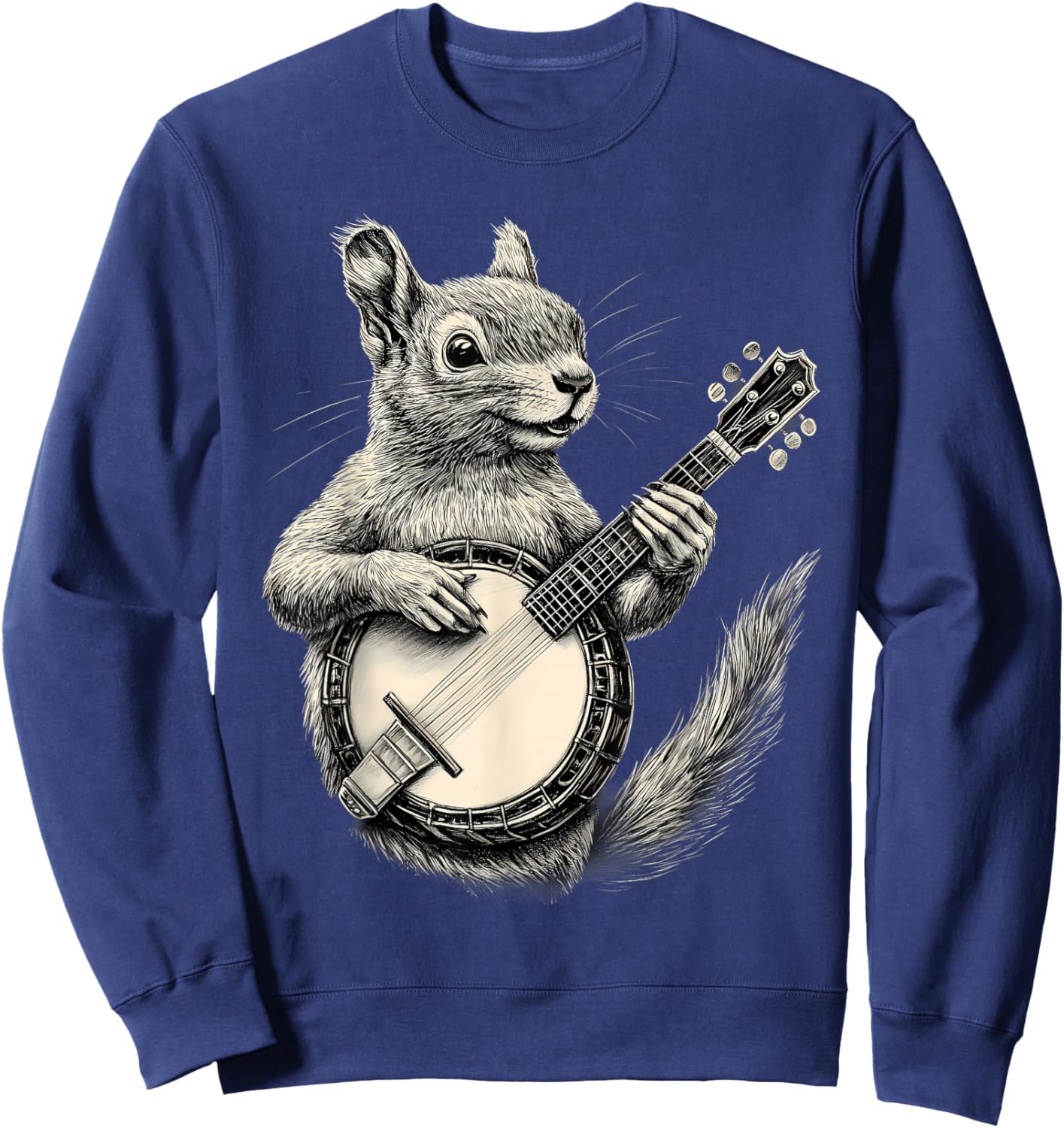 Banjo Squirrel Bluegrass Banjo Player Squirrel Playing Banjo Sweatshirt - Sweatshirt | Navy