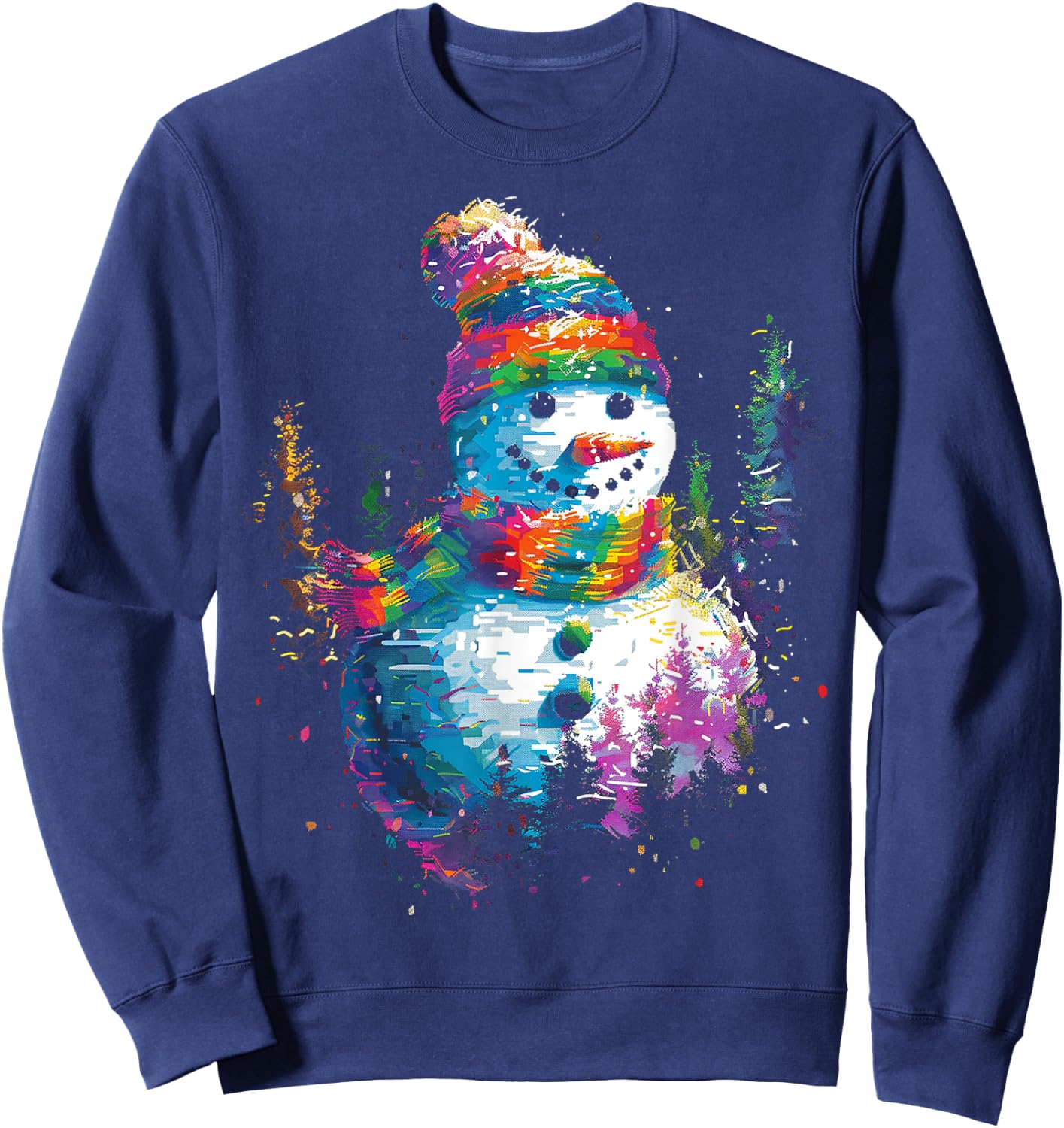 Snowman Christmas Motif X-Mas Art Family Snowman Sweatshirt - Sweatshirt | Navy
