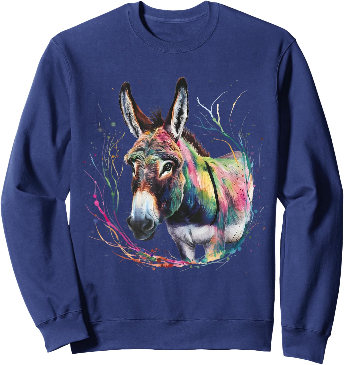 Donkey Men Woman Colorful Watercolor Donkey Sweatshirt - Sweatshirt | Navy