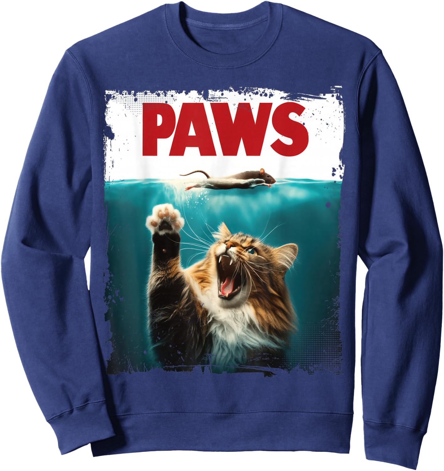 Humorous Paws Parody Cat Mouse for Cat Lover Cat Mom Cat Dad Sweatshirt - Sweatshirt | Navy