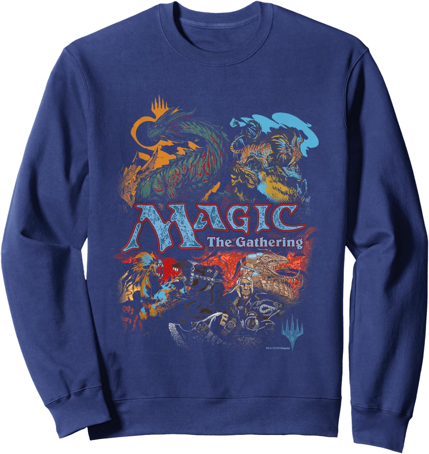 Magic: The Gathering Iconic Retro Fight Scene Chest Poster Sweatshirt - Sweatshirt | Navy