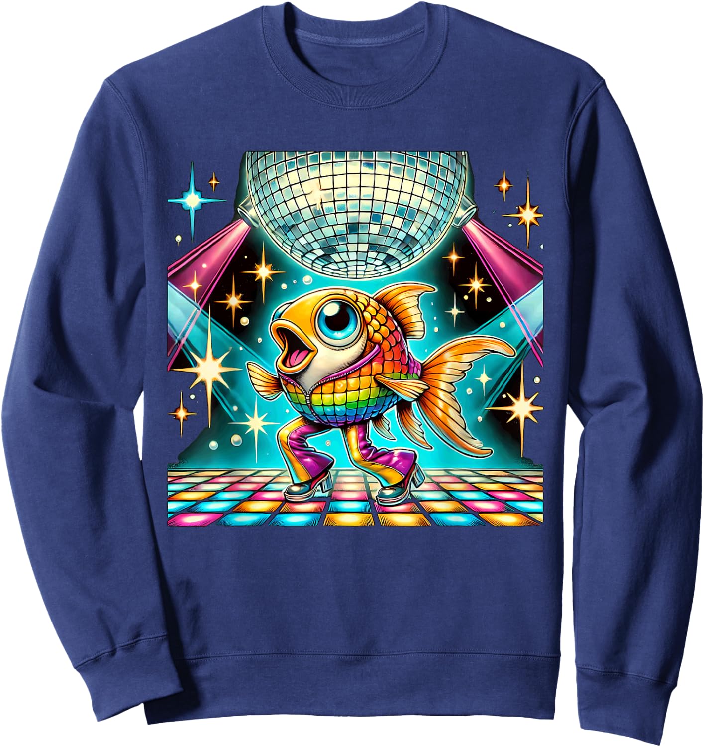 Aesthetic Fish Disco Sweatshirt - Sweatshirt | Navy