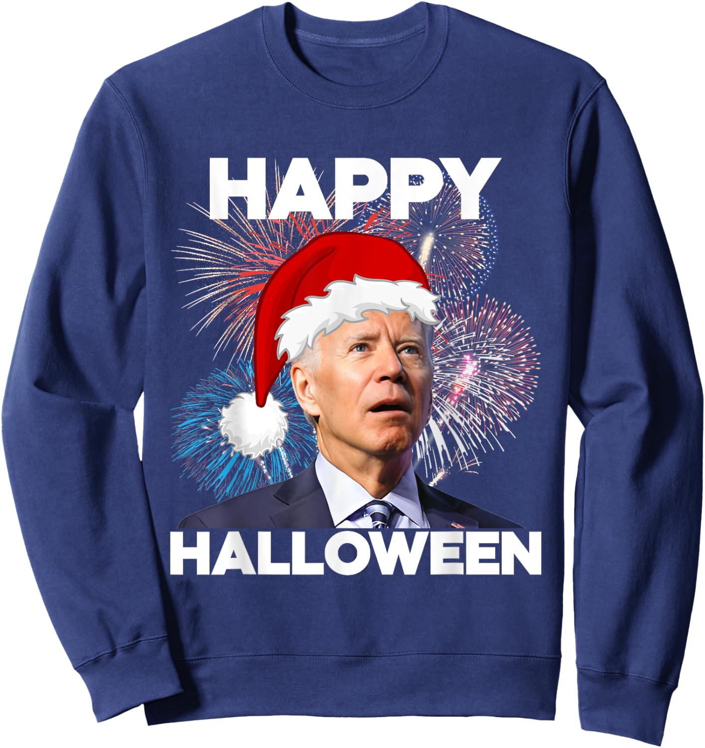 Funny Joe Biden 4th Of July Happy Halloween American US Flag Sweatshirt - Sweatshirt | Navy