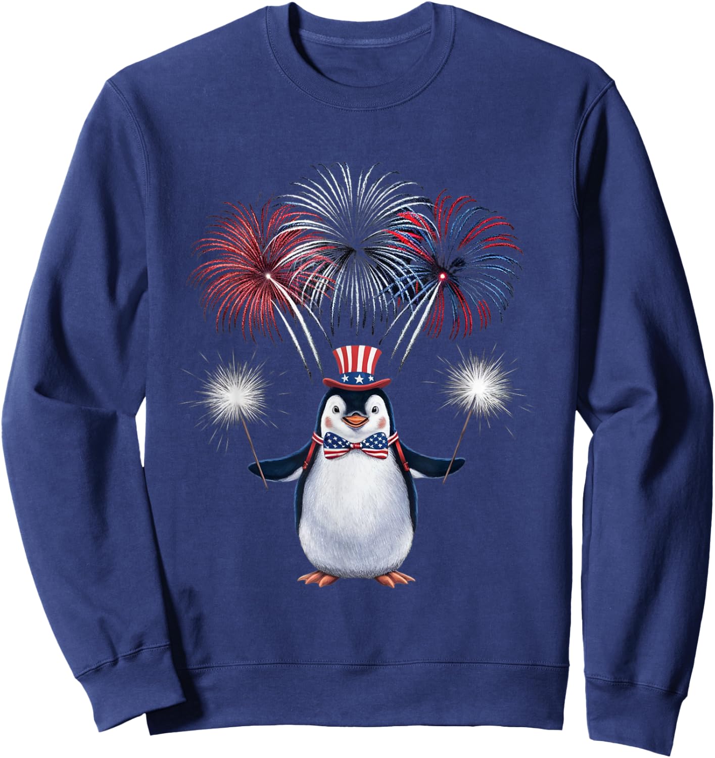 US Flag Penguin 4th Of July Patriotic Penguin Men Women Kids Sweatshirt - Sweatshirt | Navy
