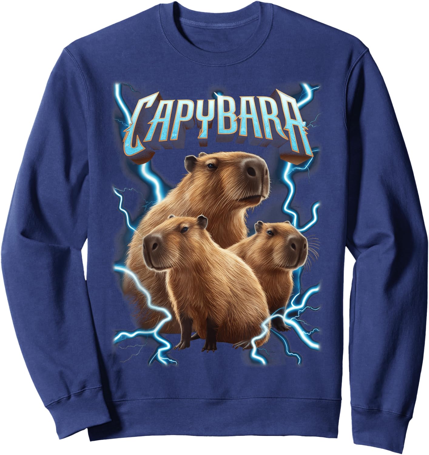 Capybara Heavy Metal Christmas Shirt | Funny Holiday Gifts Sweatshirt - Sweatshirt | Navy