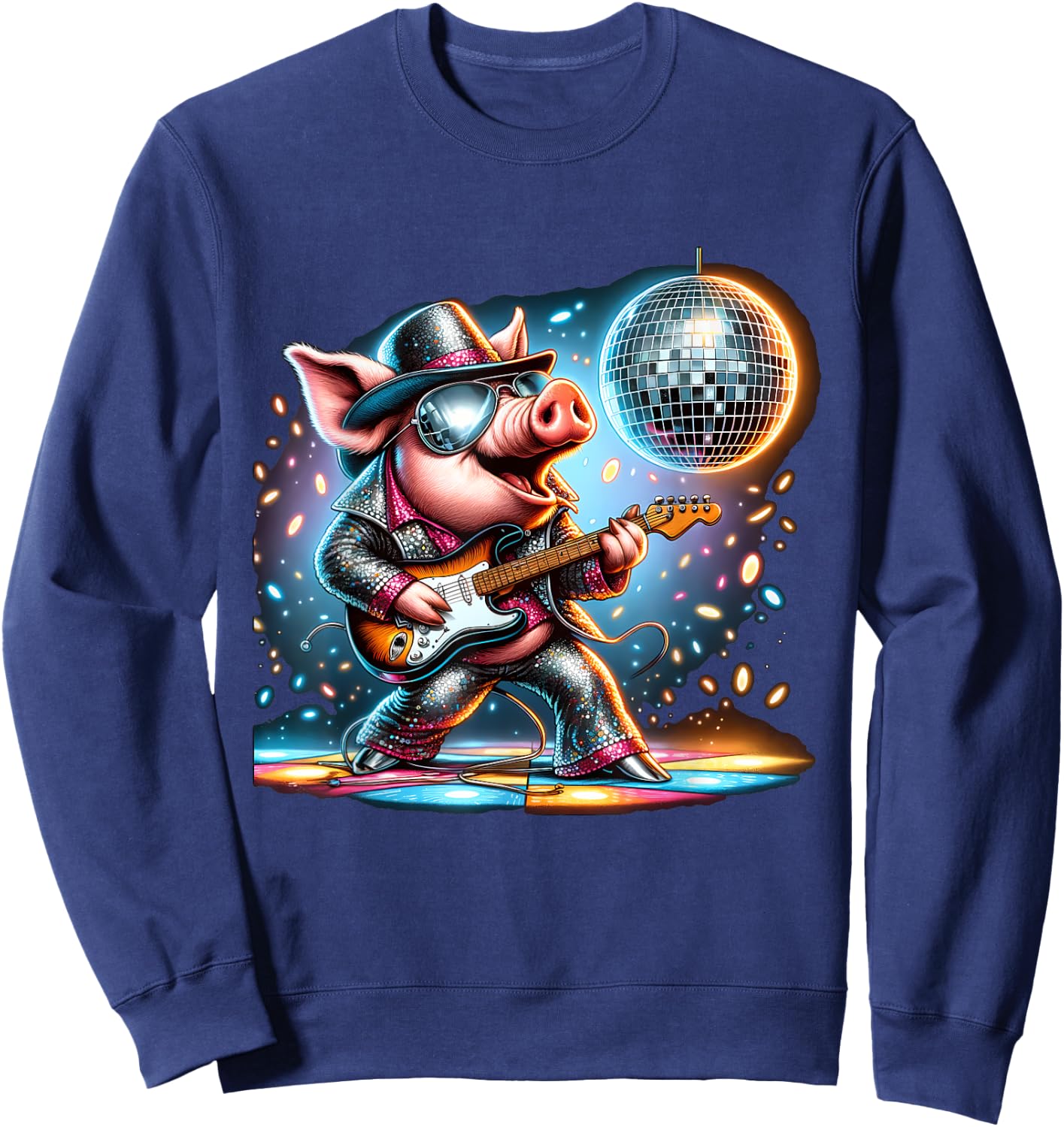 Disco Ball Guitar Pig Sweatshirt - Sweatshirt | Navy