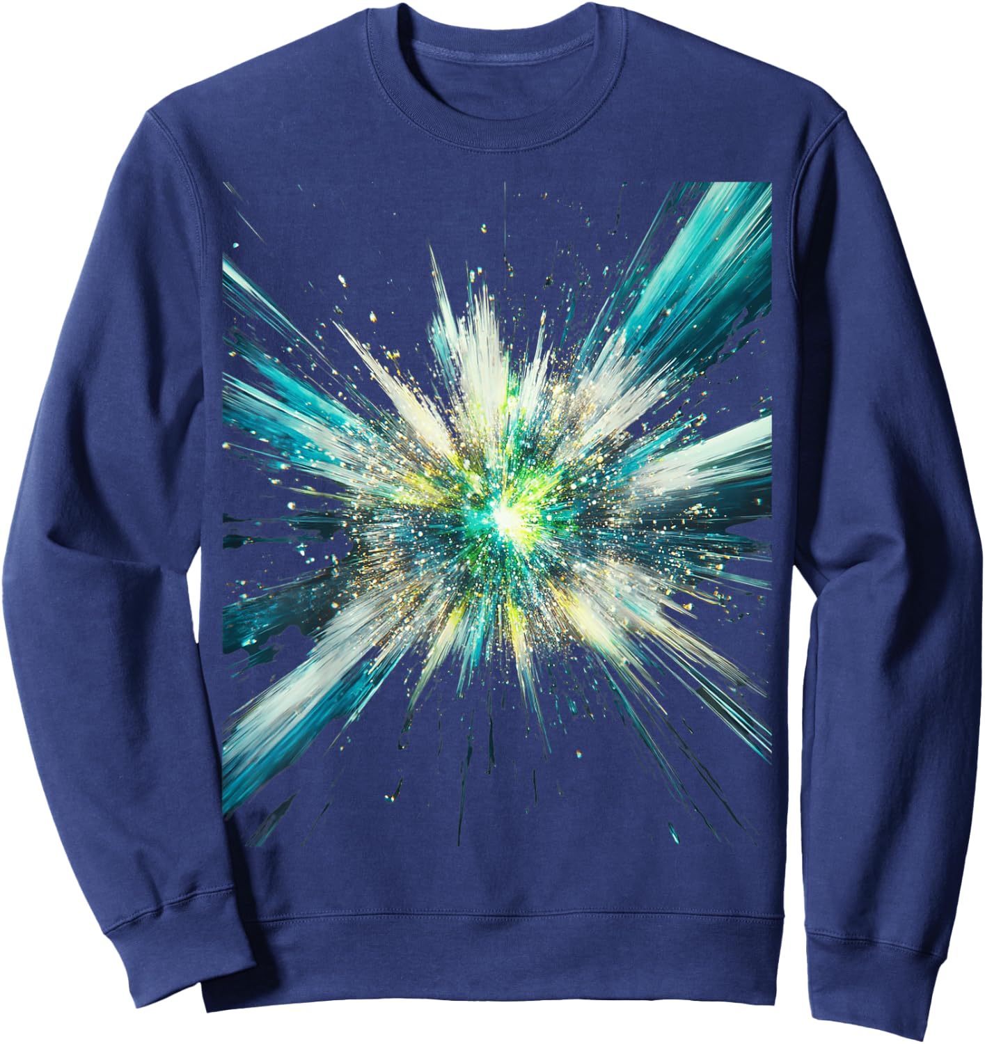Abstract Space Explosion Art Vibrant Cosmic Burst Supernova Design Sweatshirt - Sweatshirt | Navy