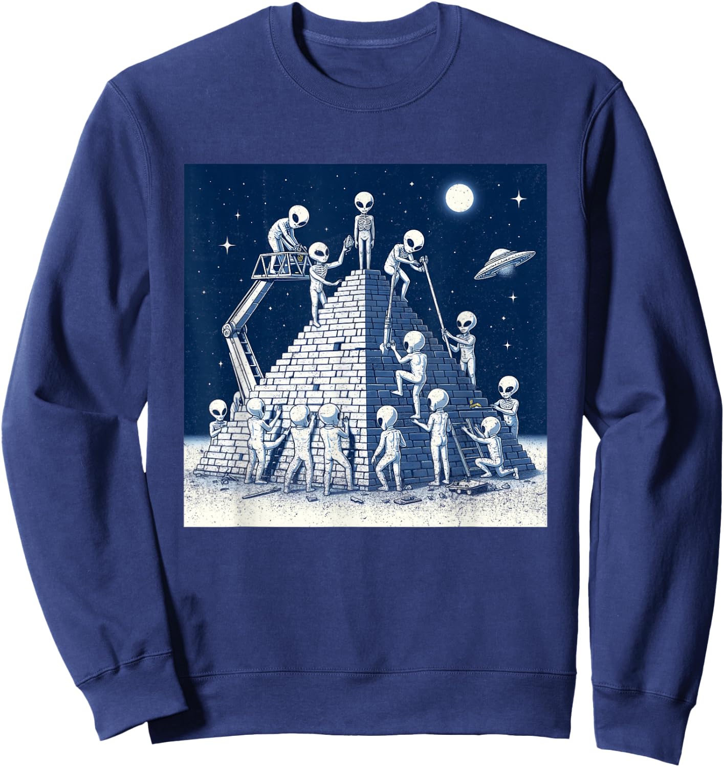 Aliens Building Pyramid Sweatshirt - Sweatshirt | Navy