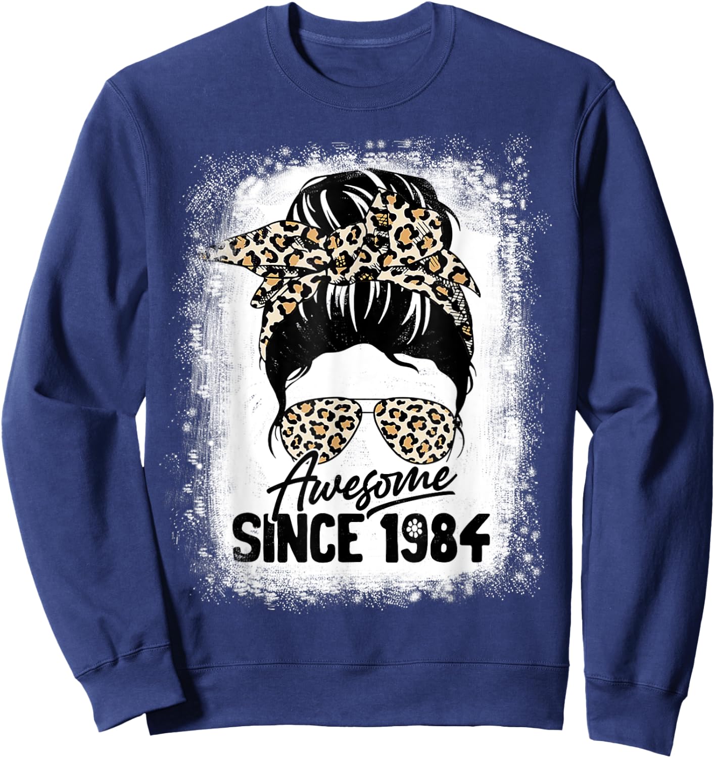 38 Years Old Awesome Since 1984 Leopard 38th Birthday Sweatshirt - Sweatshirt | Navy