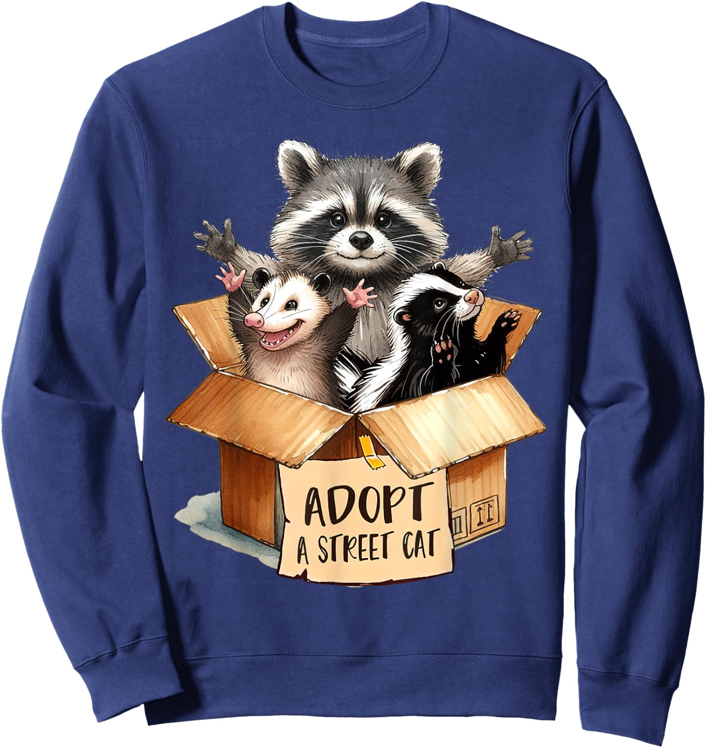 Team Trash Opossum Racoon Skunk Lover Adopt A Street Cat Sweatshirt - Sweatshirt | Navy