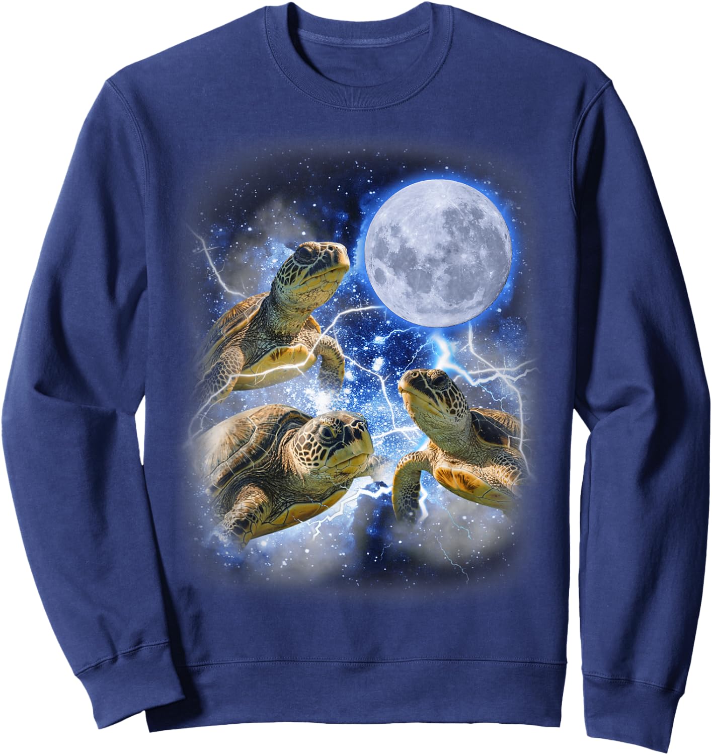 Three Sea Turtle Moon - 3 Magic Sea Turtles Cute Moon Parody Sweatshirt - Sweatshirt | Navy