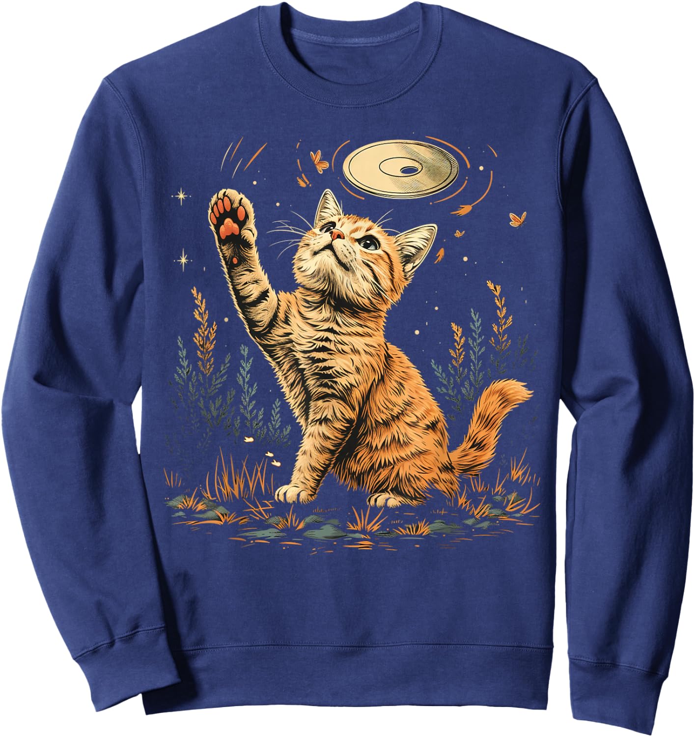 Disc Golf , & Kids Cat Disc Golfer Sweatshirt - Sweatshirt | Navy